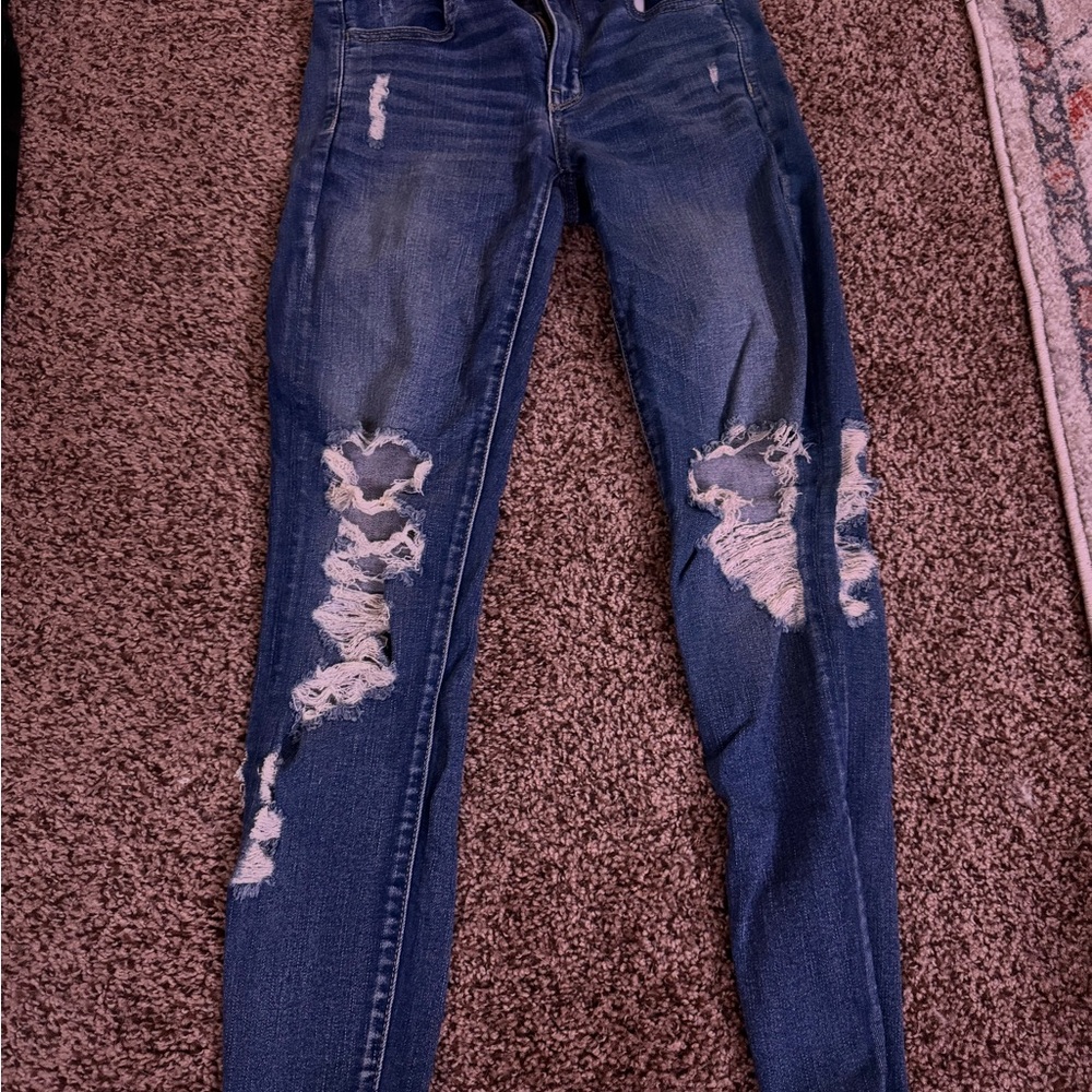 Distressed Blue Jeans